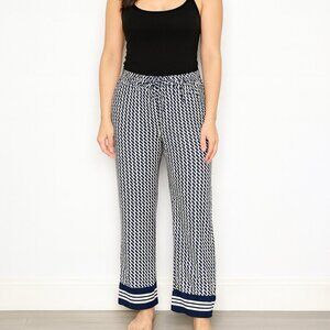 Talbots Petite 6P Geometric Print Pull-On Pants Elastic Waist, 28" Inseam Travel